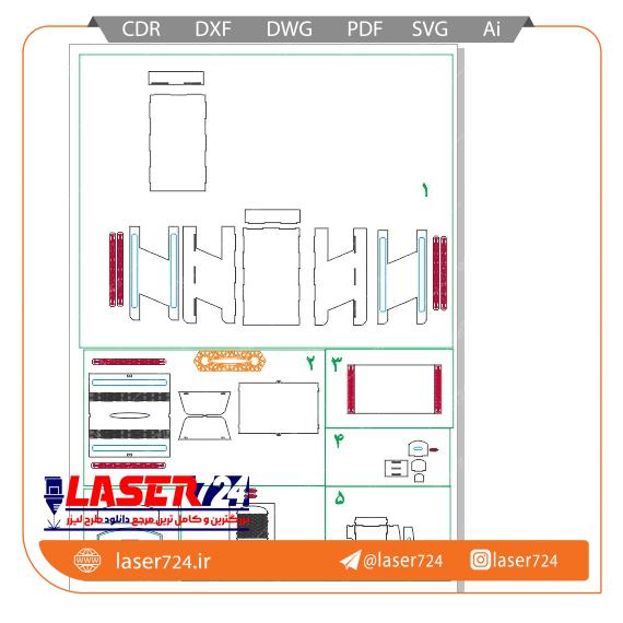 تصویر طرح برش لیزری ست اداری به همراه جعبه دستمال #2